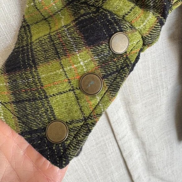We The Free Green Plaid Wool Blend You Wish Flannel Shirt Tunic Size Extra Small - Picture 7 of 13